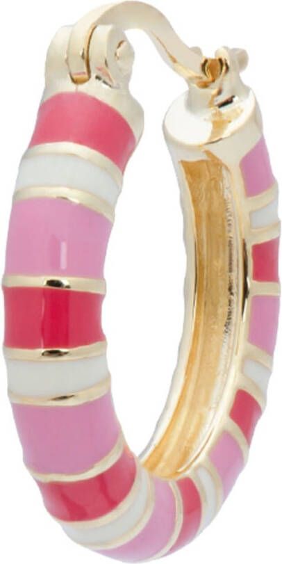 Anna + Nina Rose Striped enkele oorring verguld