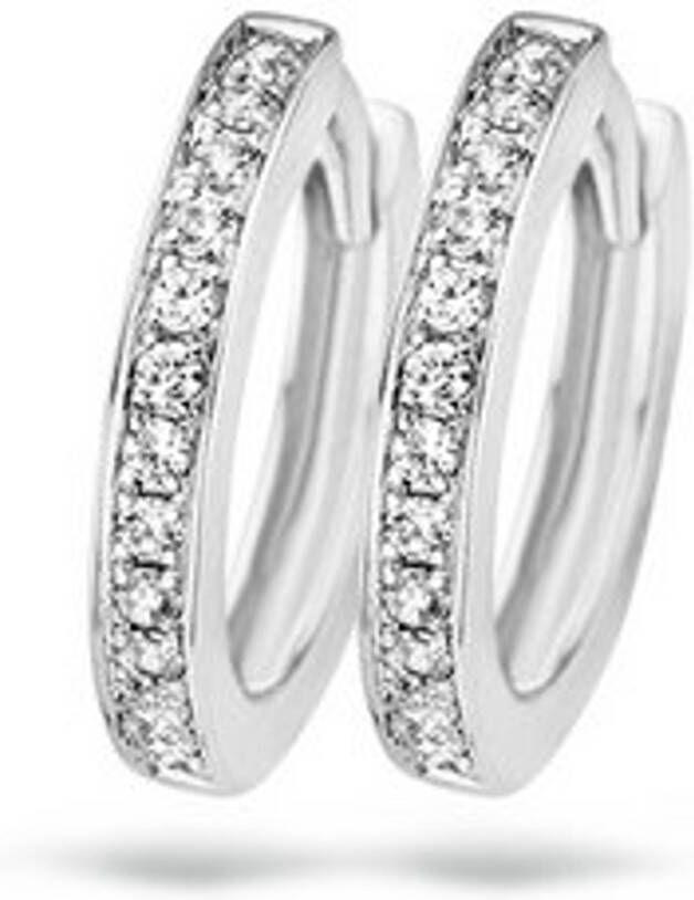 Blush Oorringen van 14 karaat witgoud met zirkonia 7163WZI