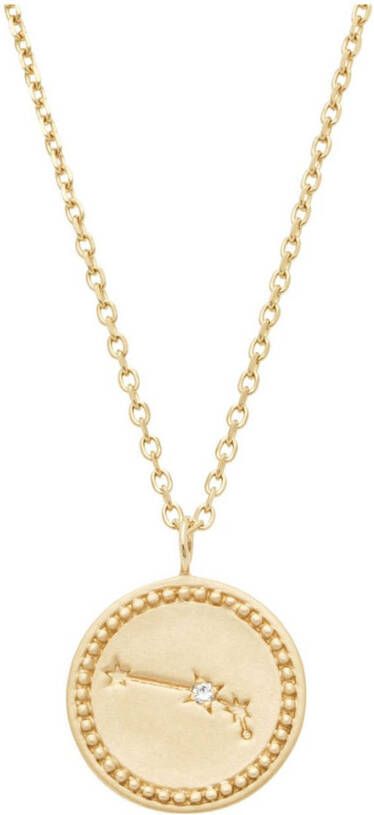Diamond Point Geelgouden collier, Zodiac Aries
