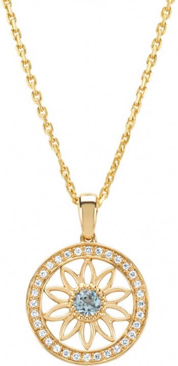 Diamond Point Geelgouden hanger, 0 11 ct aquamarijn, Birthstones