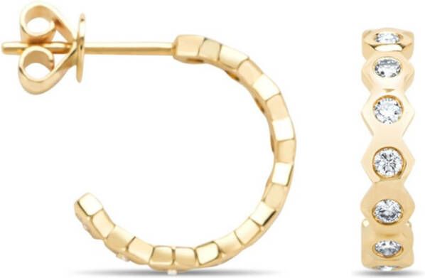 Diamond Point Geelgouden oorsieraden, 0 42 ct diamant, Queen Bee