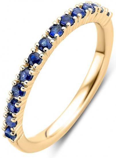 Diamond Point Geelgouden ring 0 37 ct blauwe saffier Ensemble