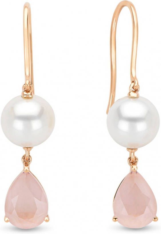 Diamond Point Rosé, gouden oorsieraden, 2.20 ct roze kwarts, Riviè, ra