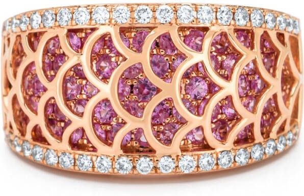 Diamond Point Rosé, gouden ring, 0.33 ct roze saffier, Starlight
