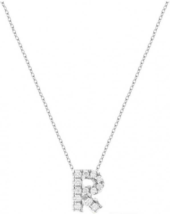 Diamond Point Witgouden collier 0 03 ct diamant Alphabet