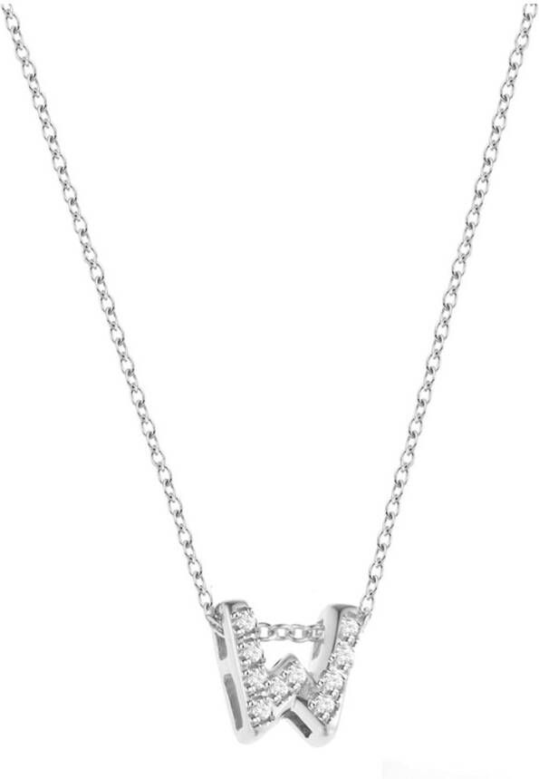 Diamond Point Witgouden collier 0.03 ct diamant Alphabet