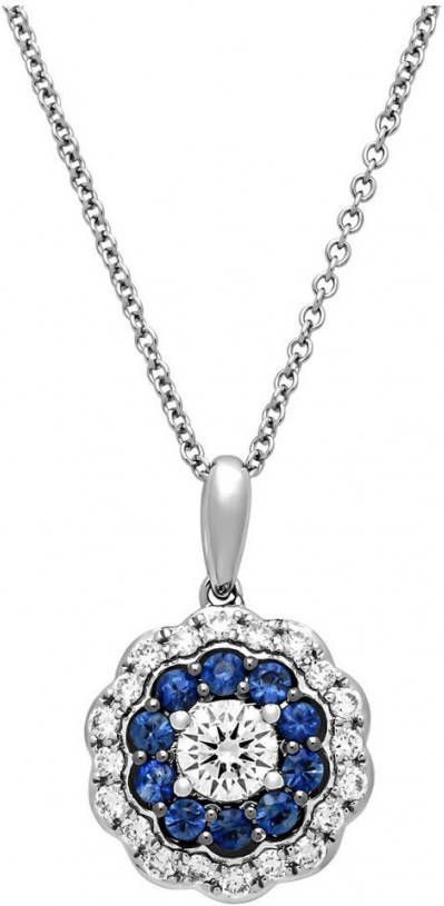 Diamond Point Witgouden hanger, 0 27 ct saffier, Christmas collection