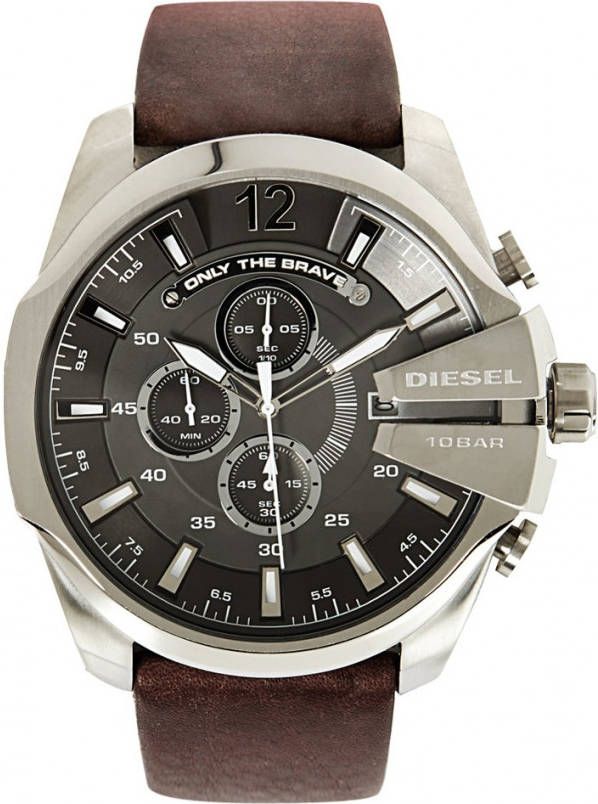Diesel horloge Mega Chief DZ4290 bruin/zilverkleur