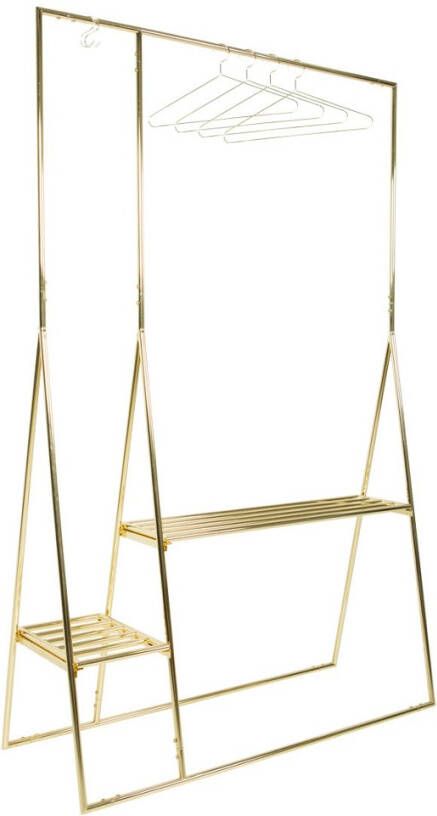HKliving Kledingrek met hangers brass