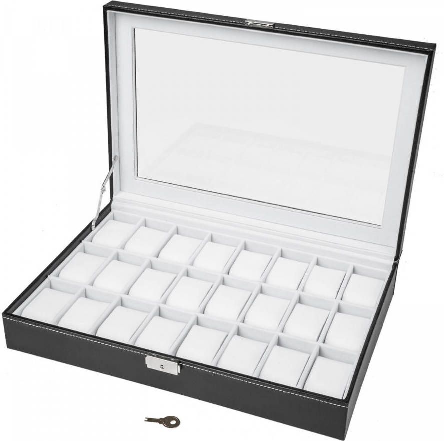 Tectake Horlogebox Zwart 24 Horloges