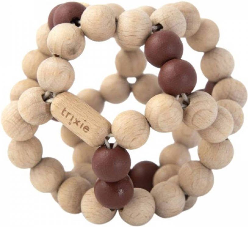 Trixie Rammelaar Kralenbal Junior 8 Cm Hout Naturel/bordeaux