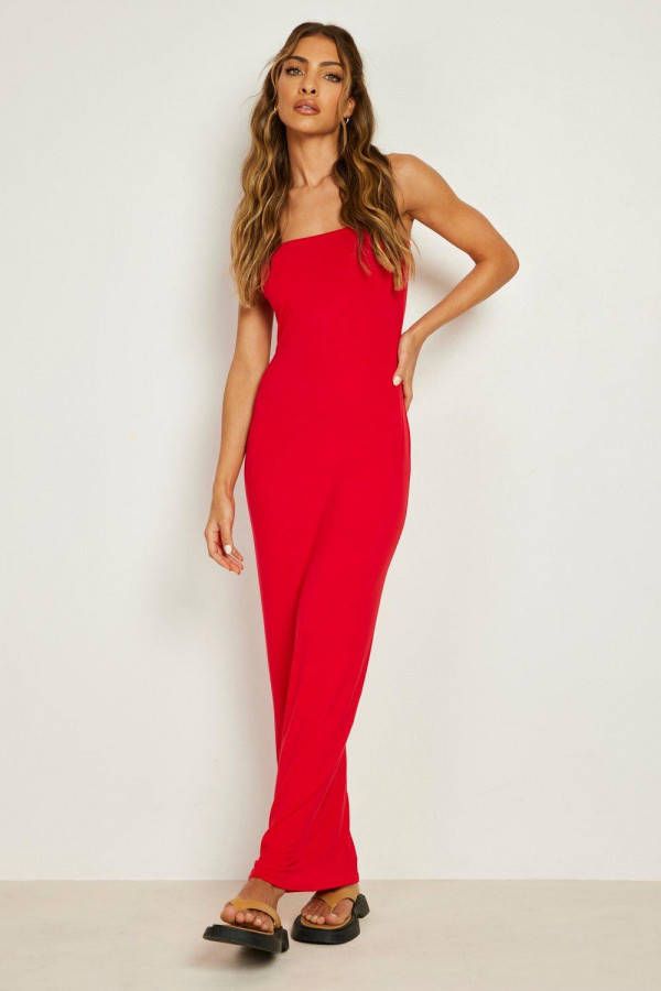 boohoo Basic Strapless Maxi Jurk, Red