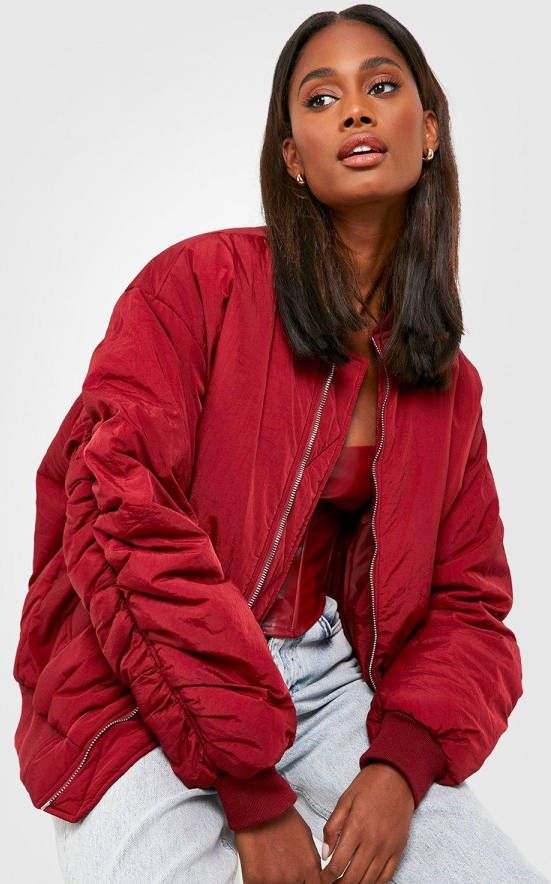 boohoo Oversized Bomberjack, Burgundy