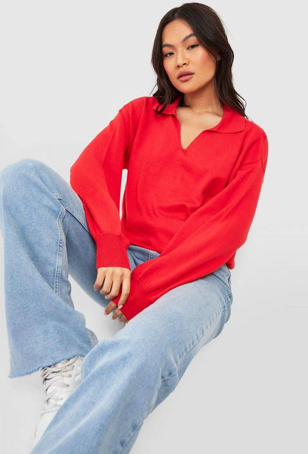boohoo Trui Met Kraag, Red