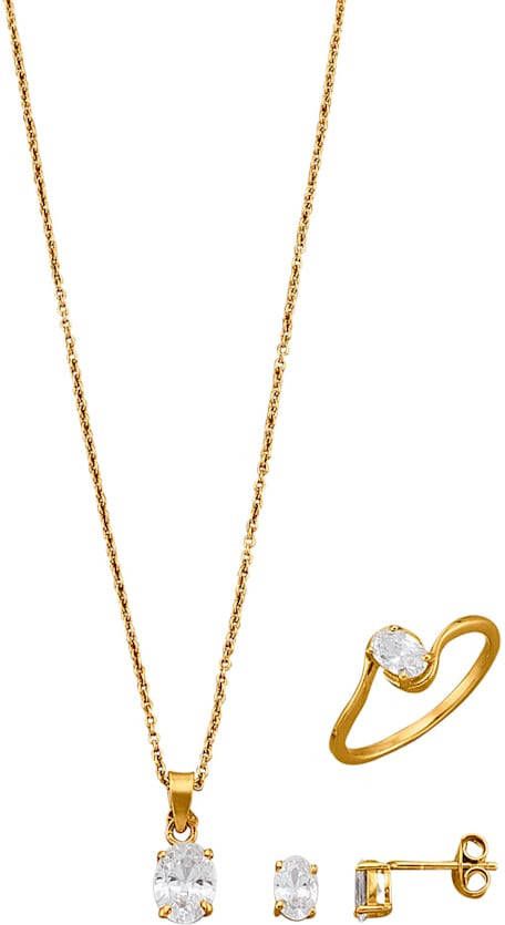 KLiNGEL 4 delige sieradenset met zirkonia's Geelgoudkleur