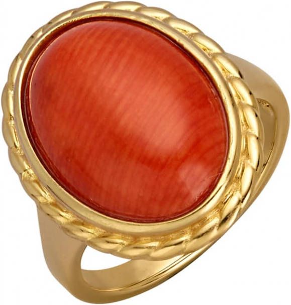 KLiNGEL Damesring met koraal, van echt zilver Goudkleur