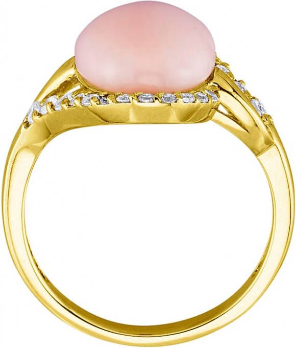 KLiNGEL Damesring met opaal en synth. zirkonia's Roze