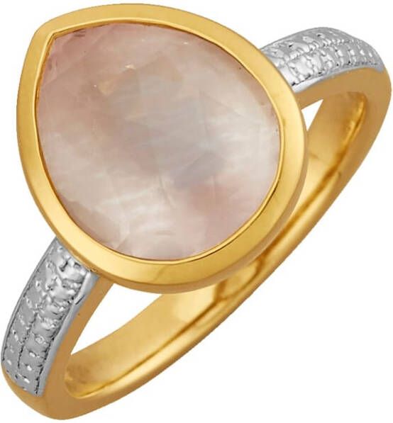 KLiNGEL Damesring met rozenkwarts Goudkleur