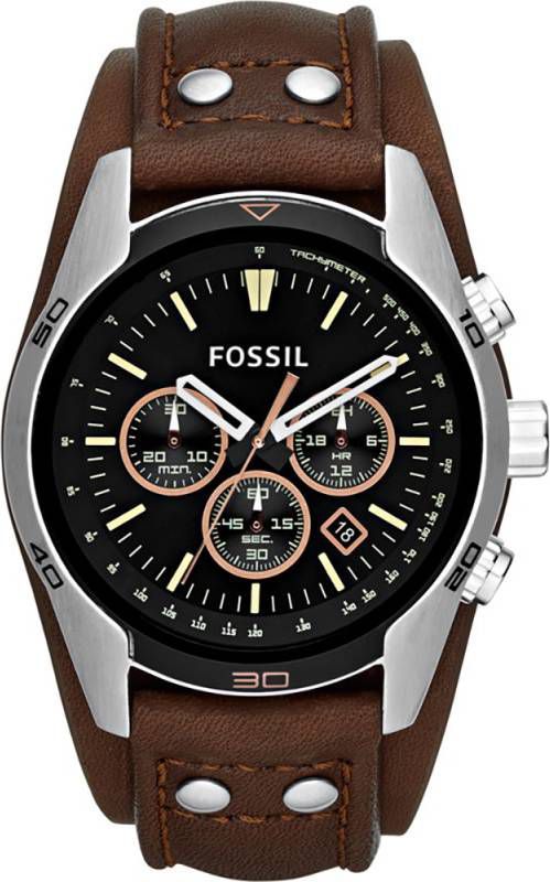 Fossil horloge Coachman CH2891 bruin/zilverkleur