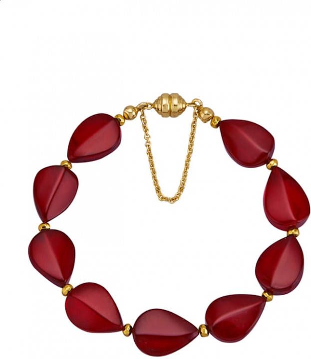 Diemer Farbstein Barnsteenarmband met rode barnsteen en pyriet Rood