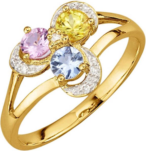 Diemer Farbstein Damesring met multicolor saffieren en diamanten Multicolor