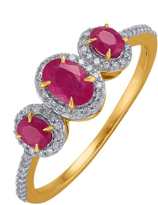 Diemer Farbstein Damesring met robijnen en diamanten Rood