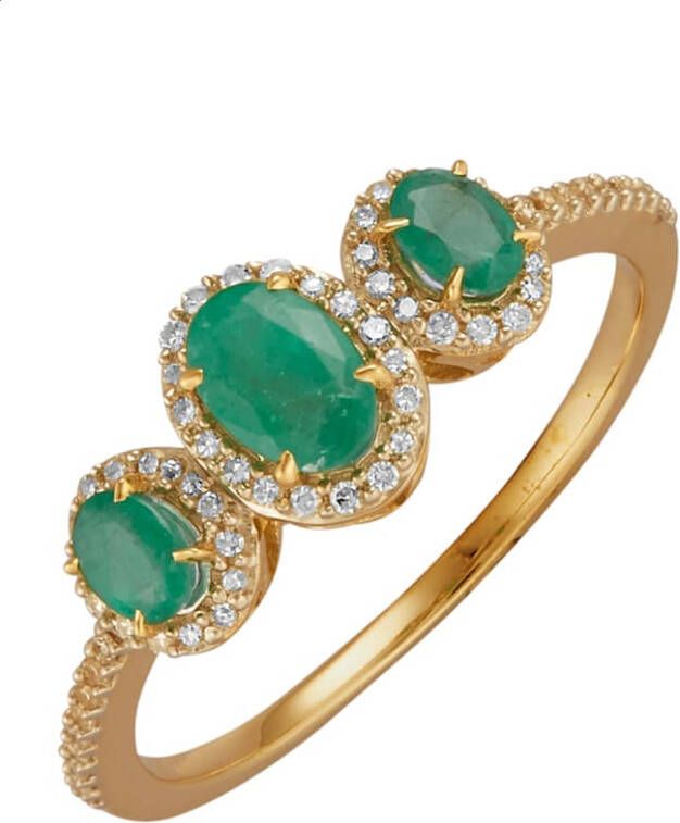 Diemer Farbstein Damesring met smaragden en diamanten Groen