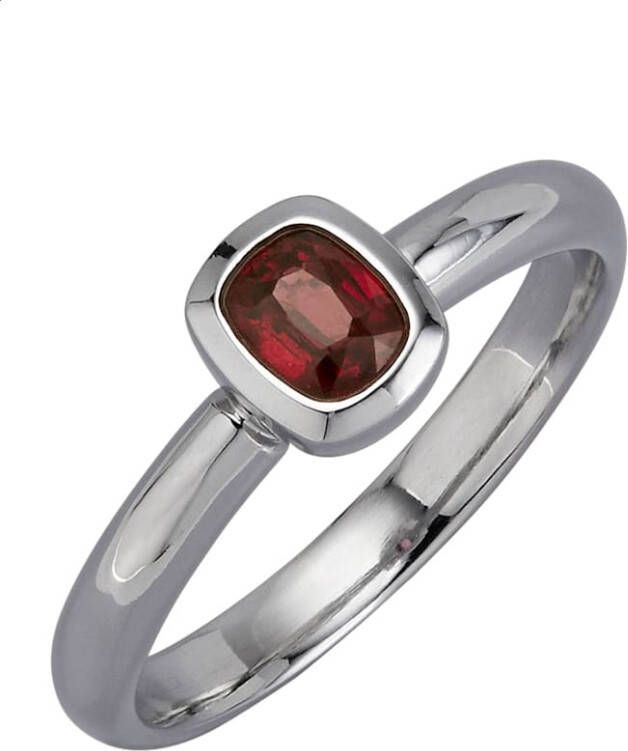 Diemer Farbstein Damesring van platina Rood
