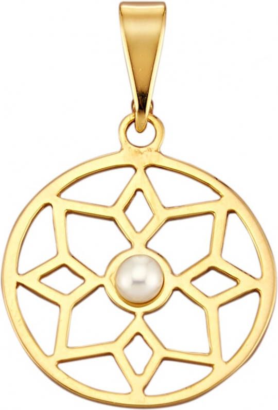 KLiNGEL Hanger met cultivé zoetwaterparel Geelgoudkleur