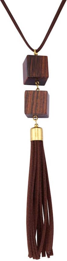 KLiNGEL Hanger met ketting met houten elementen Bruin