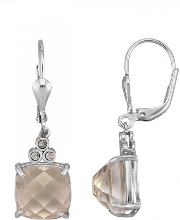 KLiNGEL Oorbellen met bergkristal en wittopazen Wit