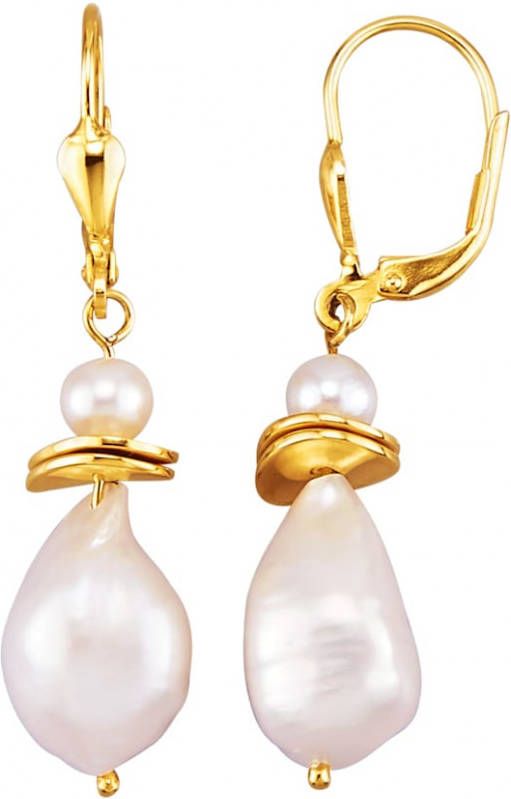 KLiNGEL Oorbellen met cultivé zoetwaterparels en Keshi parels Wit