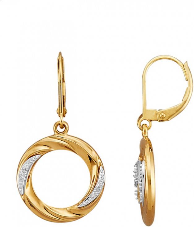 KLiNGEL Oorbellen met diamanten Geelgoudkleur