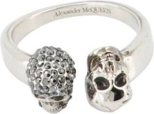 alexander mcqueen Skull dubbele ring -, presta kleur zilver , Grijs, Dames