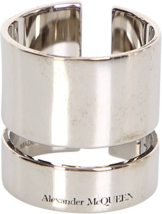 alexander mcqueen Gegraveerde logo ring , Grijs, Heren