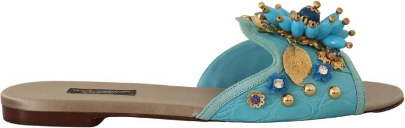 Dolce & Gabbana Bianca schuifregelaars met kristallen , Blauw, Dames
