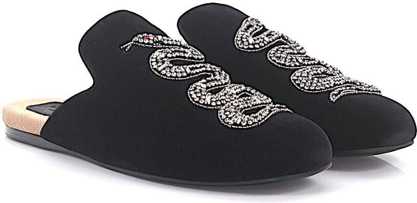 Gucci Slippers textiel strass broche , Zwart, Dames