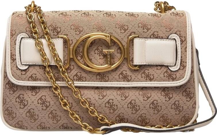 Guess Beige Aileen 4g logo Crossbody Schoudertas