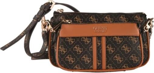Guess Kasinta 3 compartmen dubebele rits tas , Bruin, Dames