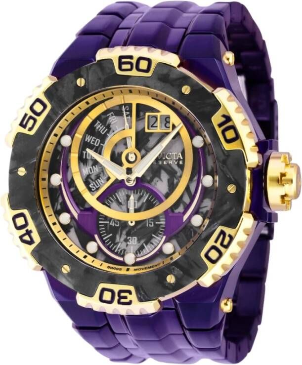 Invicta Watches Carbon Hawk 38452 Quartz Herenhorloge 55mm , Paars, Heren