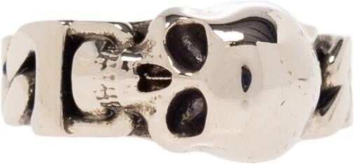 Silver skull ring , features a bold and innovative design Alexander McQueen, Grijs, Heren