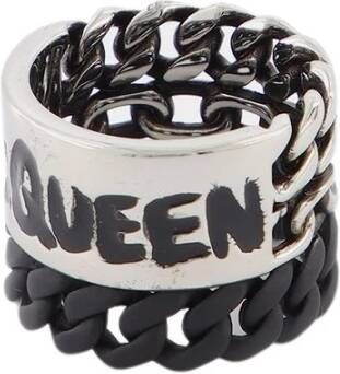 alexander mcqueen Graffiti kettingring, messing , Grijs, Heren