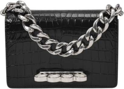 alexander mcqueen Mini Four Ring Chain Bag , Zwart, Dames