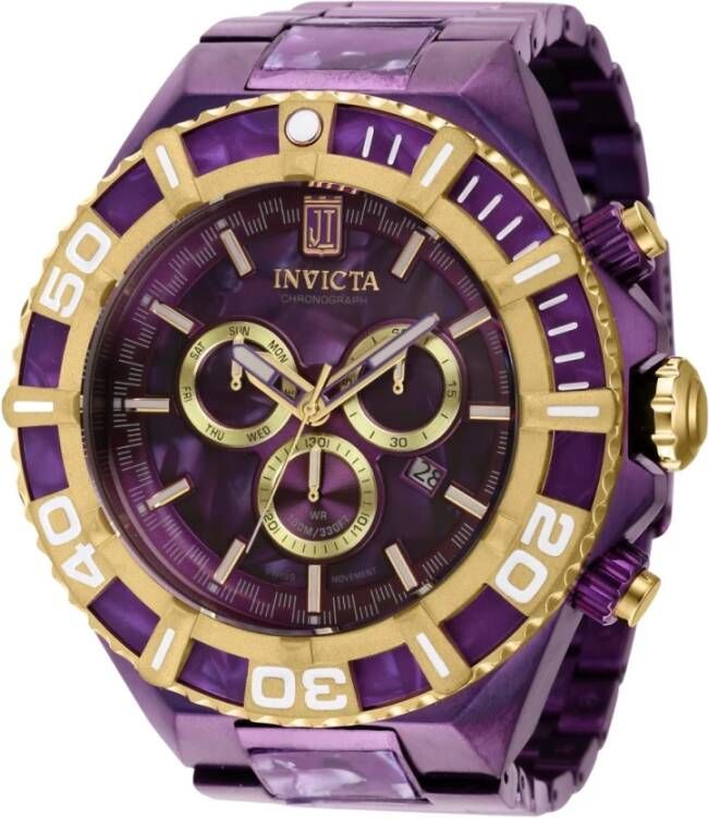 Invicta Watches Jason Taylor 40206 Quartz Herenhorloge 60mm , Paars, Heren