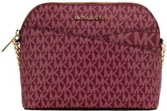 Michael Kors Jet Set Medium Mulberry PVC Leather X Cross Dome Crossbody Handtas , Rood, Dames