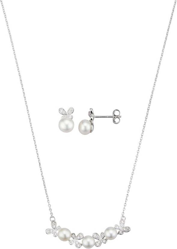 KLiNGEL 2 delige sieradenset met cultivé zoetwaterparels Zilverkleur