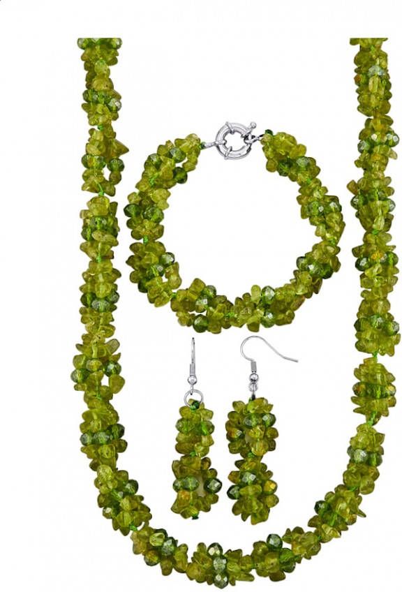 KLiNGEL 3 delige sieradenset met peridot Groen