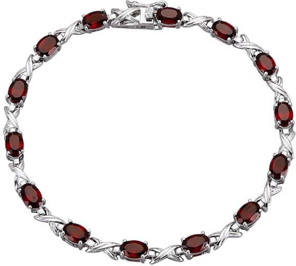 KLiNGEL Armband met granaat, van echt zilver Zilverkleur