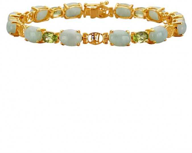 KLiNGEL Armband met jade en peridot, van echt zilver Goudkleur