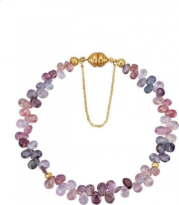 KLiNGEL Armband van spinel en pyrietkralen, 9 kt. Goudkleur